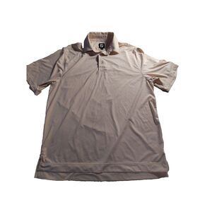 Footjoy Men Large Polo Shirt Stretch Golf Lightweight Yellow Striped Comfort FJ